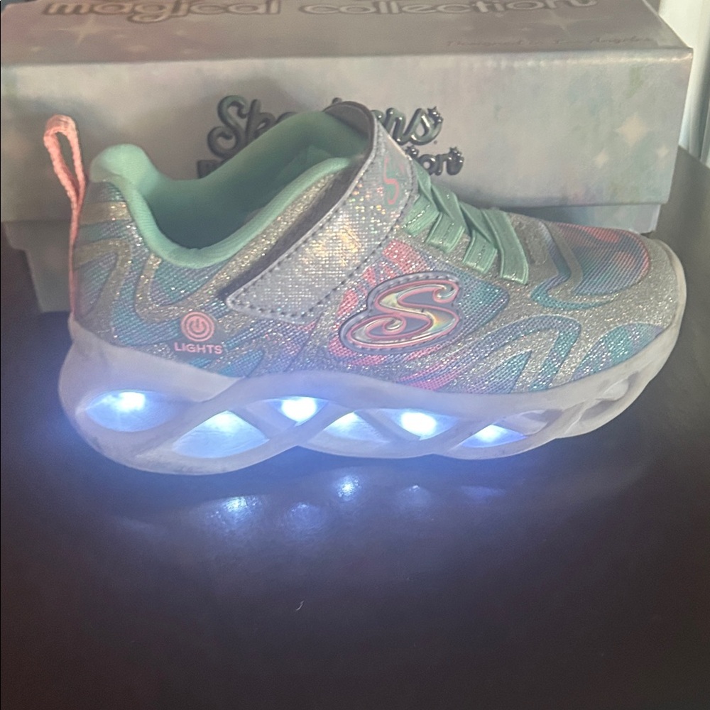 Skechers Kids' Sparkle Light-Up Sneakers - Pink and Blue - Picture 10 of 12